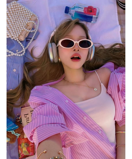 city striped shirt set-up / pink