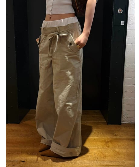 【予約】layered cotton cozy pants / beige