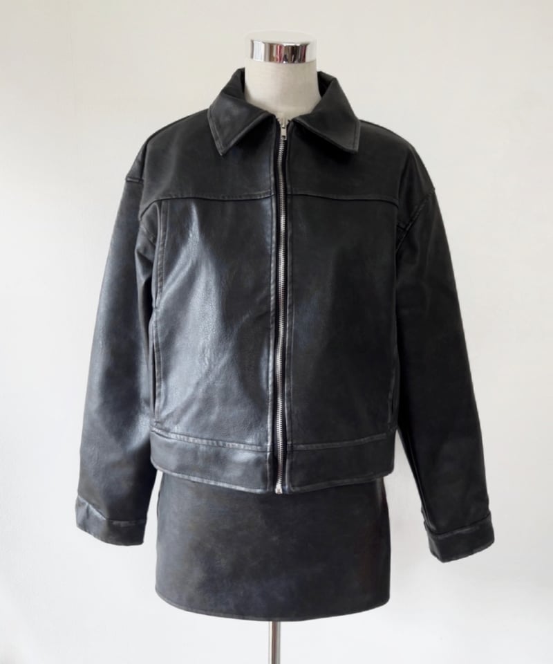 ・vintage leather jacket ビンテージ　レザージャケット Synthetic Leather Jacket(L(MEN) Vintage Black/ビンテージ