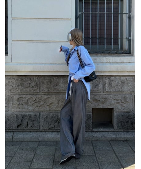 bicolor striped slacks