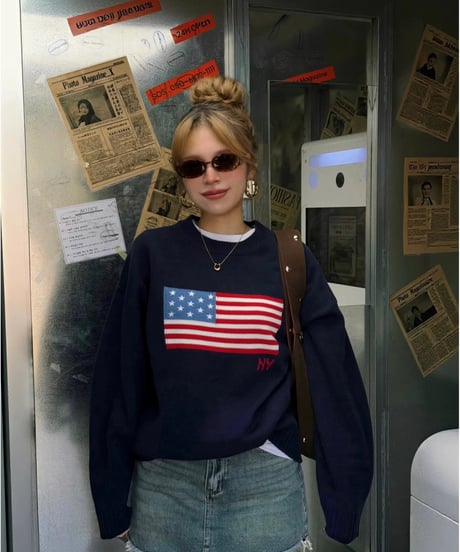 NY lettering knit / navy