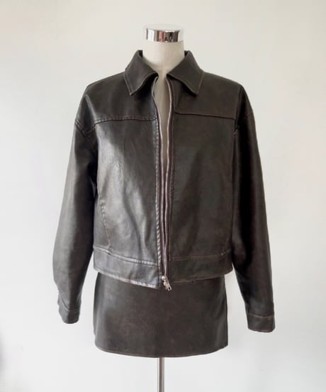 vintage leather skirt/dark brown