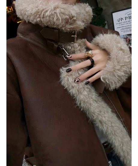 vintage mouton jacket / camel brown