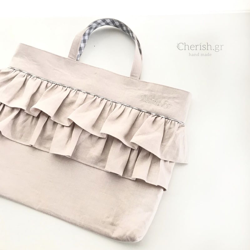 ヌビ レッスンバッグ 女の子 フリル ☆フリルヌビキルトレッスンバッグ30×42×5＊リバティ・ミシェル