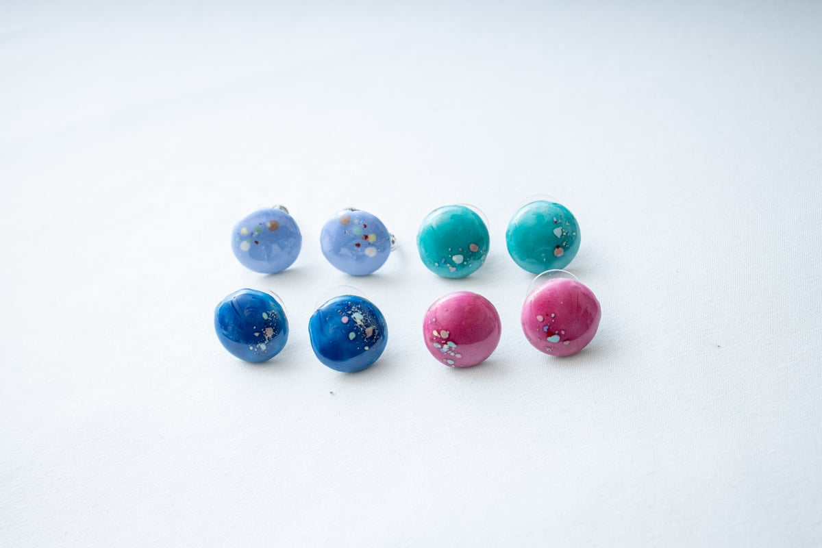 【破格・ハンドメイド】七宝焼オリジナルイヤリング＜13点＞ 七宝焼イヤリングorピアス【キラキラ】 | はまゆう