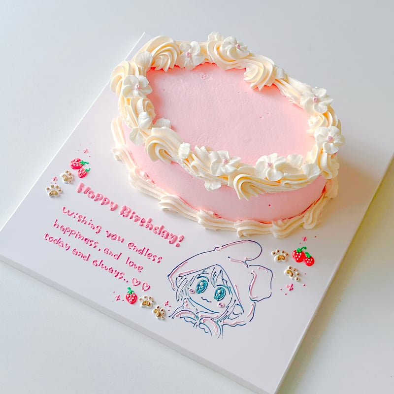 プレートイラストケーキ 楕円型 NO.1【必ず同時にセミオーダー予約