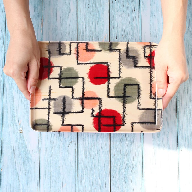 トレー(M) お盆 23×16cm【銘仙】ドット幾何学 | 霜旦舎 定右衛門商店