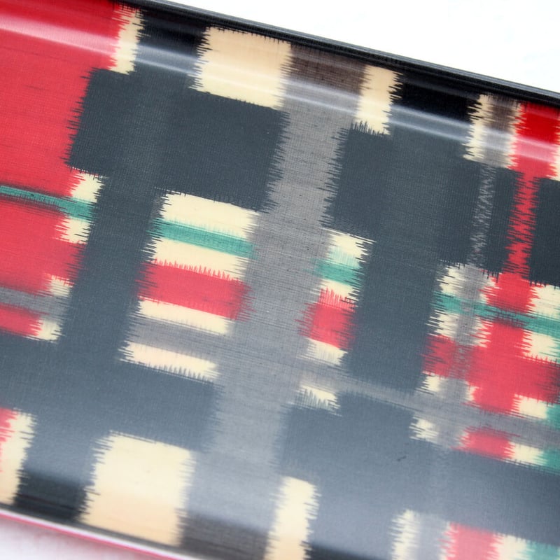 ミニトレー 21×12cm【銘仙】赤黒チェック | 霜旦舎 定右衛門商店｜着物