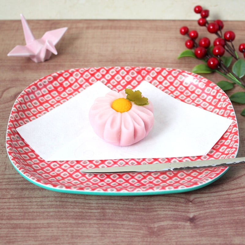 オーバル小皿 16×12cm【有松絞り】鹿の子ピンク | 霜旦舎 定右衛門商店