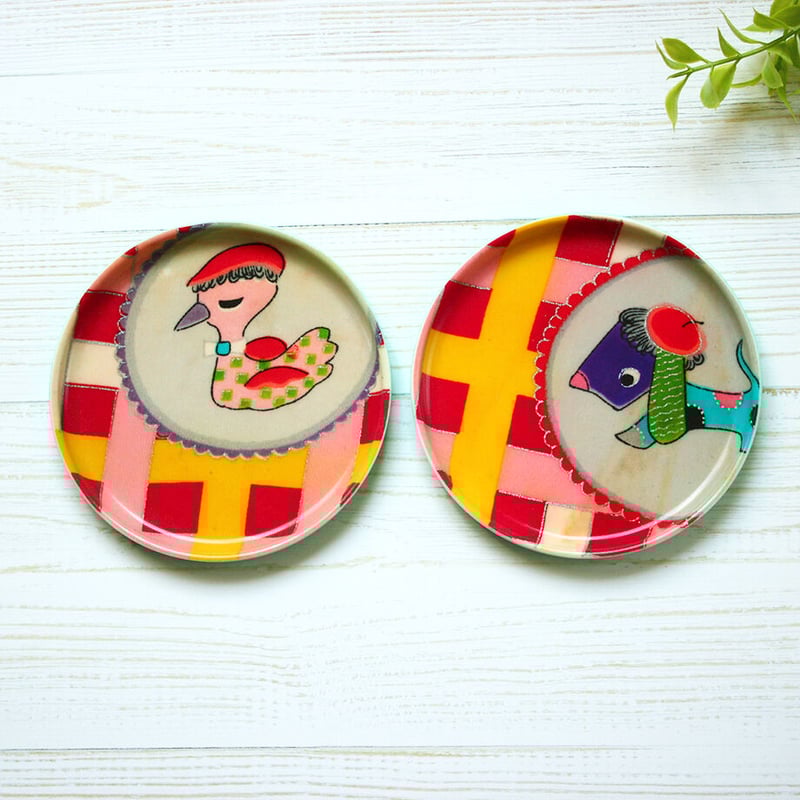 豆皿コースター(2個セット) φ10cm | 霜旦舎 定右衛門商店｜着物トレー