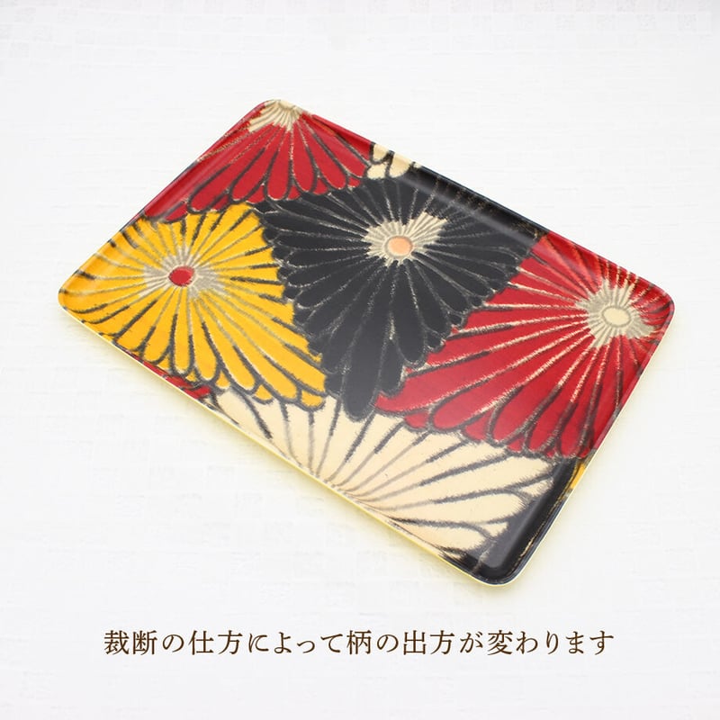 トレー(L) 折敷 30×21cm 【銘仙】三角菊 | 霜旦舎 定右衛門商店｜着物