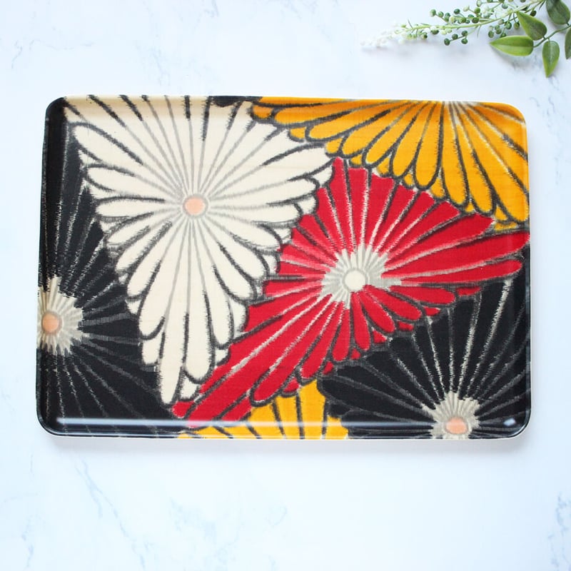 トレー(L) 折敷 30×21cm 【銘仙】三角菊 | 霜旦舎 定右衛門商店｜着物