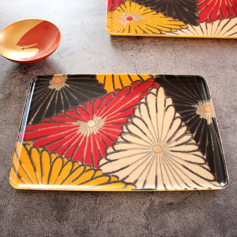 トレー(L) 折敷 30×21cm 【銘仙】三角菊 | 霜旦舎 定右衛門商店｜着物