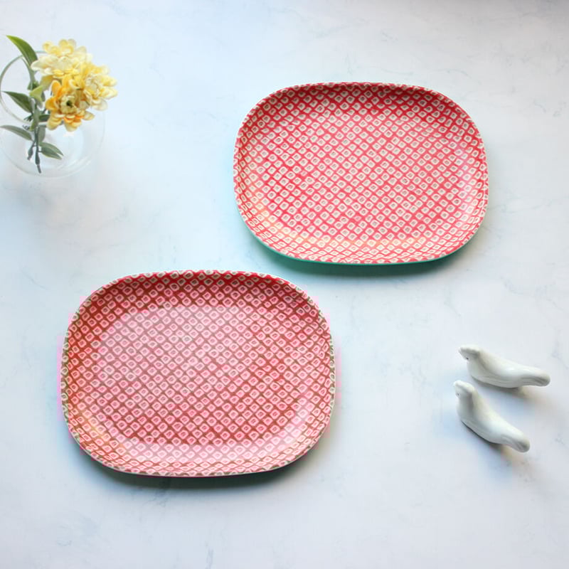 オーバル小皿 16×12cm【有松絞り】鹿の子ピンク | 霜旦舎 定右衛門商店