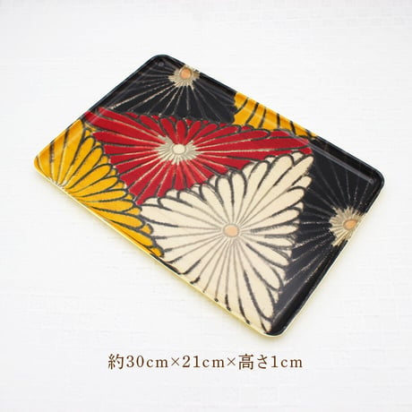トレー(L) 折敷 30×21cm 【銘仙】三角菊