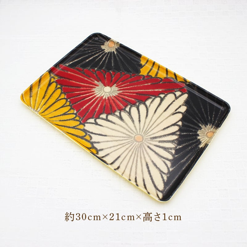 トレー(L) 折敷 30×21cm 【銘仙】三角菊 | 霜旦舎 定右衛門商店｜着物
