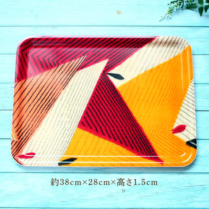 トレー(LL) 折敷 38×28cm【銘仙】幾何学 三角ストライプ | 霜旦舎 定右