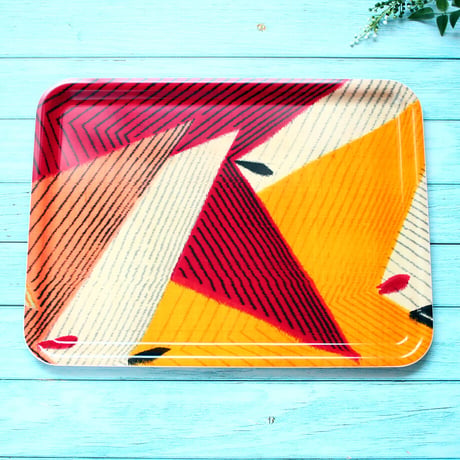トレー(LL) 折敷 38×28cm【銘仙】幾何学 三角ストライプ