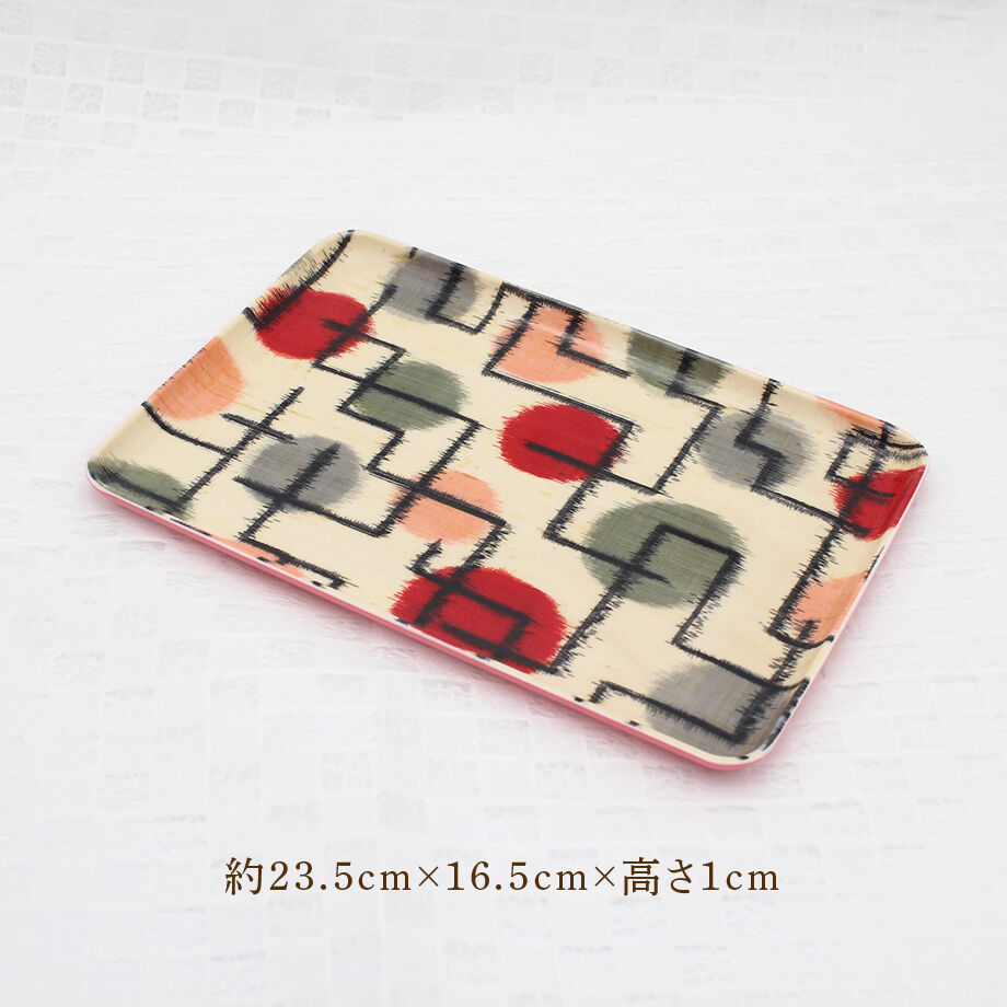 トレー(M) お盆 23×16cm【銘仙】ドット幾何学 | 霜旦舎 定右衛門商店