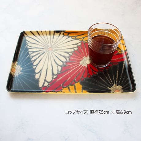 トレー(L) 折敷 30×21cm 【銘仙】三角菊