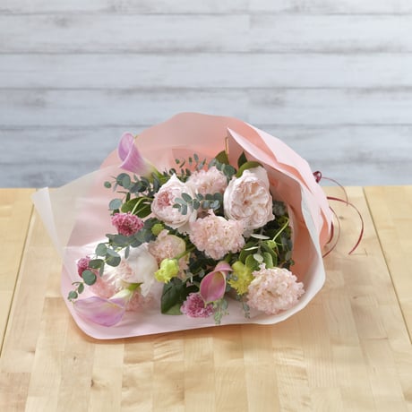 【Bouquet】選べるラッピングの花束　ナチュラルなピンク系(生花）