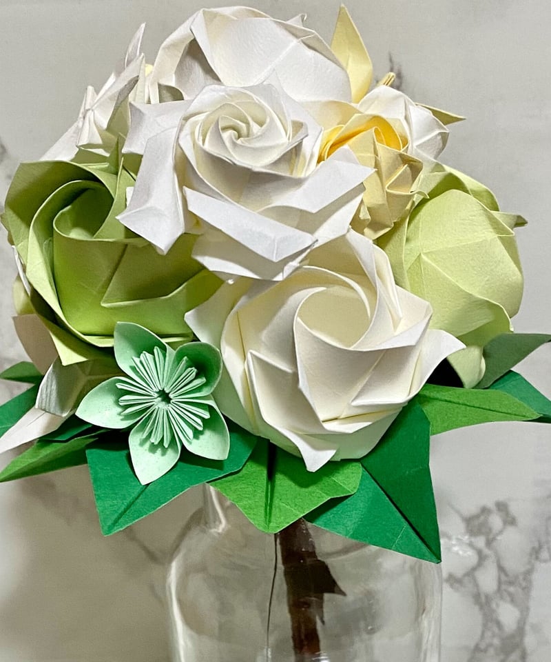 折り紙花のホワイトブーケ | Origami Hiryo 折り紙花のホワイトブーケ | Origami Hiryo