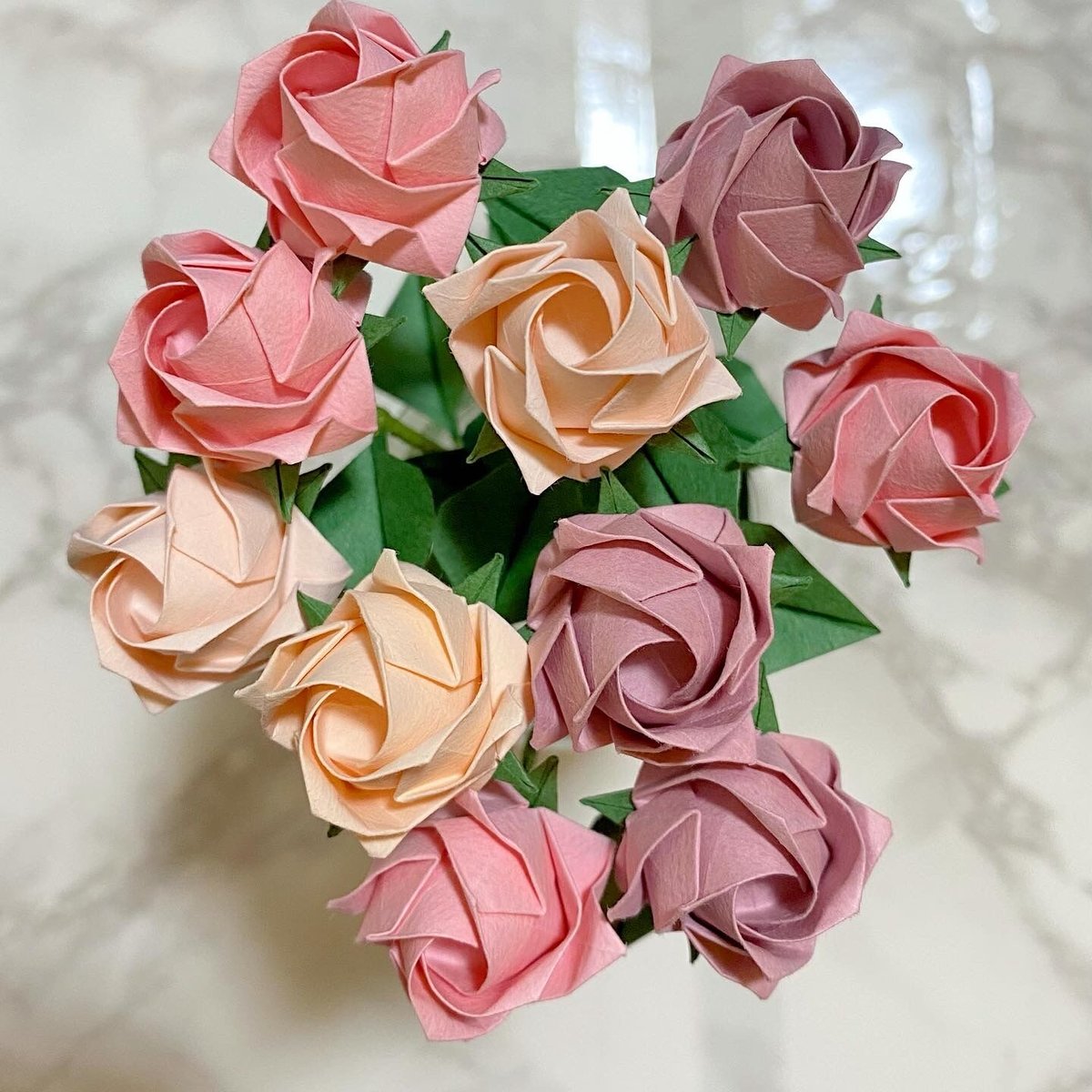 折り紙バラ(ミニ)10本セット ピンク系 | Origami Hiryo