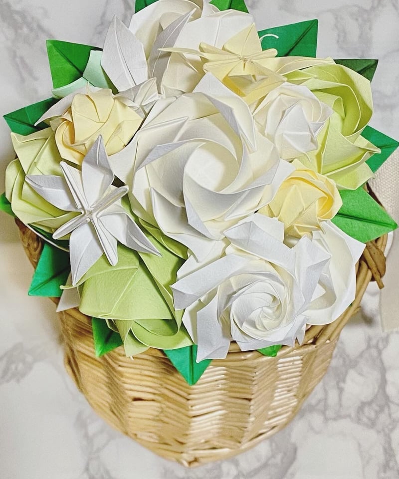 折り紙花のホワイトブーケ | Origami Hiryo 折り紙花のホワイトブーケ | Origami Hiryo