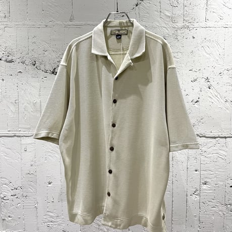 00s silk cotton s/s open collar shirt