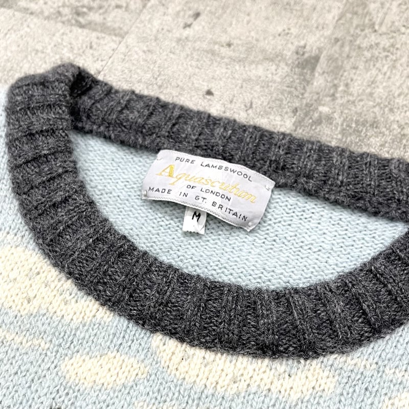 【Aquascutum】90sクラブチェック柄シルク製ドライバーズニット Aquascutum（アクアスキュータム） 古着 チェック柄 ウールマフラー