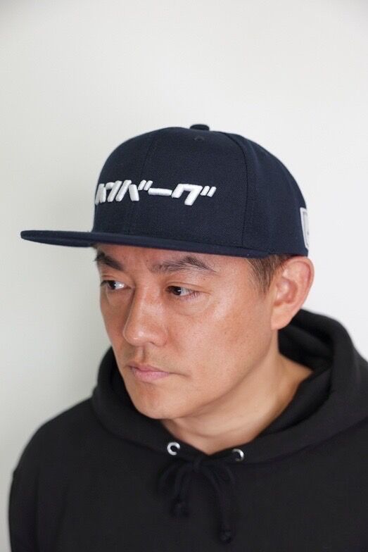 【受注生産限定】ハンバーグ師匠立体刺繍&DEVILOCKロゴ刺繍CAP (NAVY×WHITE)