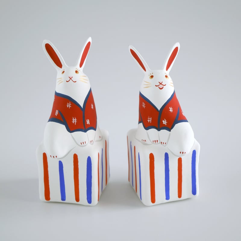 張子人形】狛卯（こまうさぎ）セット | HARICOGRAPHY