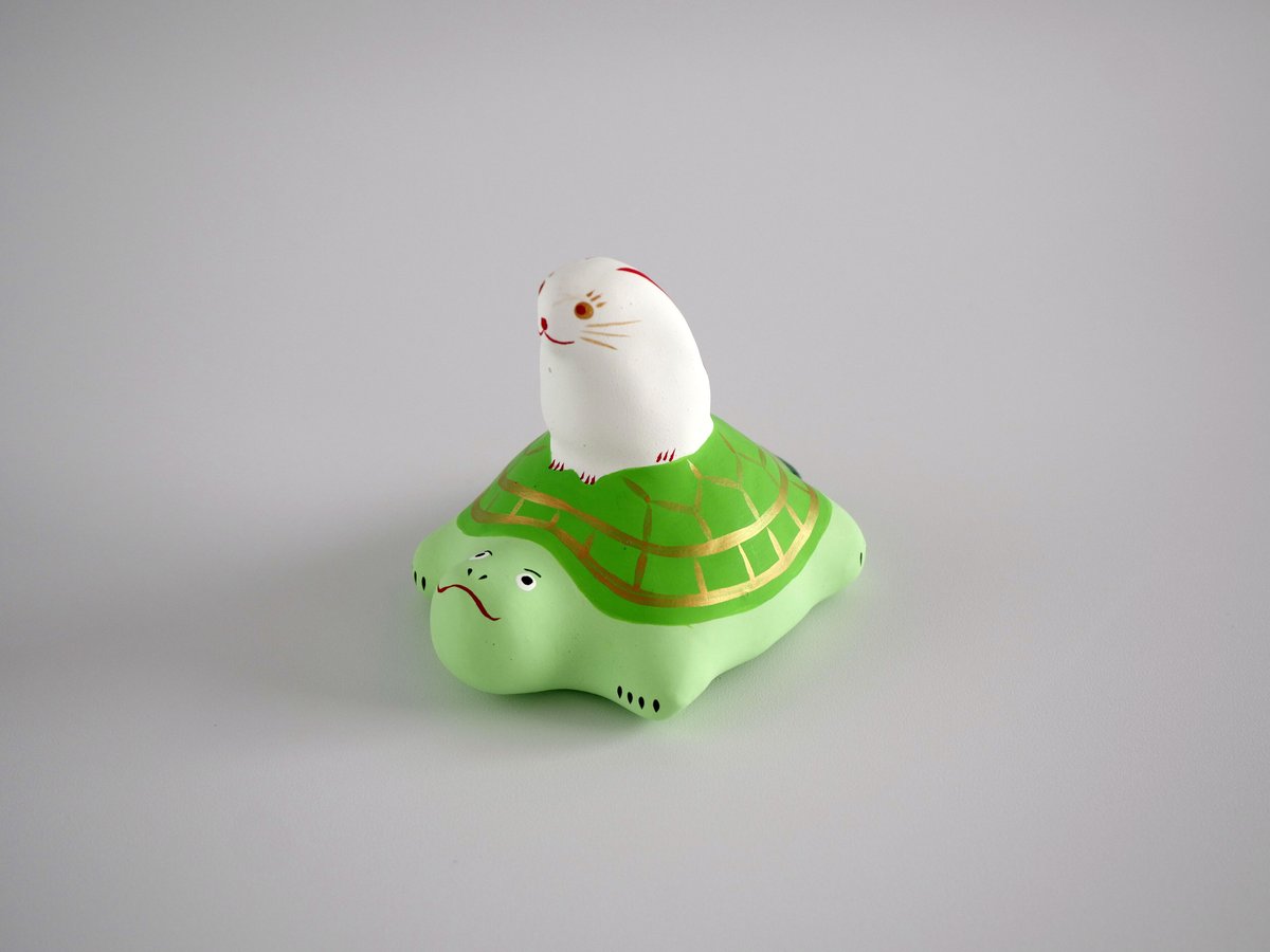 亀　置物　郷土玩具　張子 張子人形】うさぎと亀 | HARICOGRAPHY