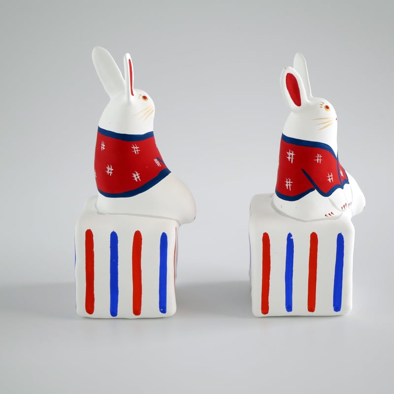 張子人形】狛卯（こまうさぎ）セット | HARICOGRAPHY