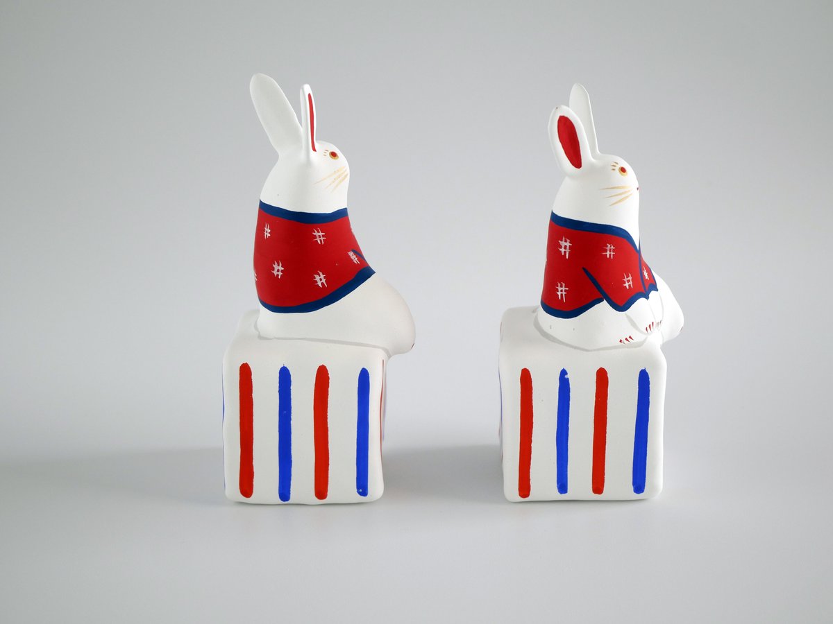 張子人形】狛卯（こまうさぎ）セット | HARICOGRAPHY