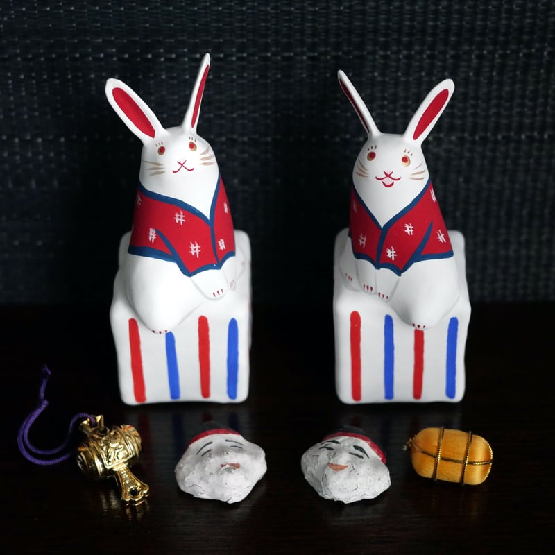 張子人形】狛卯（こまうさぎ）セット | HARICOGRAPHY