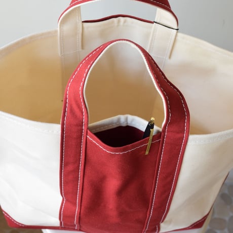 TEMBEA / TOTE BAG POCKET MEDIUM / NATURAL×BURGUNDY / ポケット