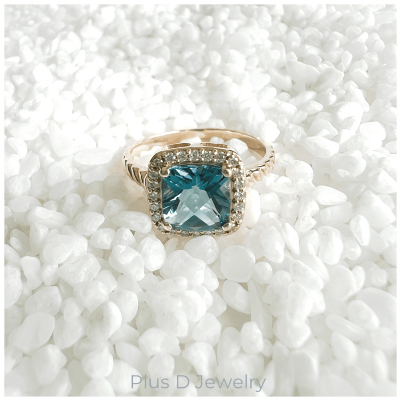 ED-034 K10YG ブルートパーズリング | Plus D Jewelry