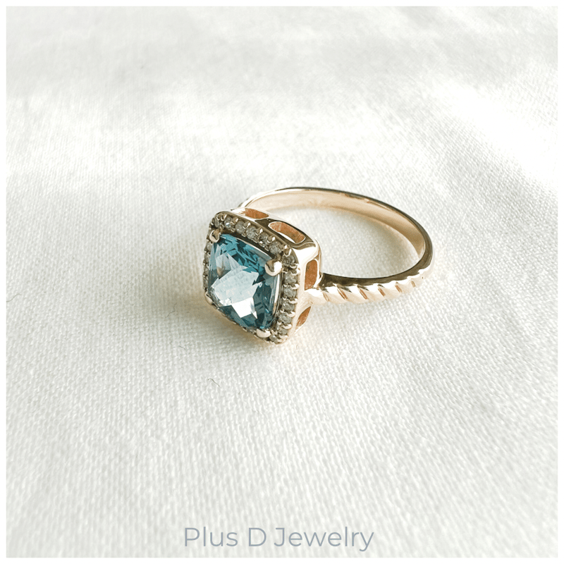 ED-034 K10YG ブルートパーズリング | Plus D Jewelry