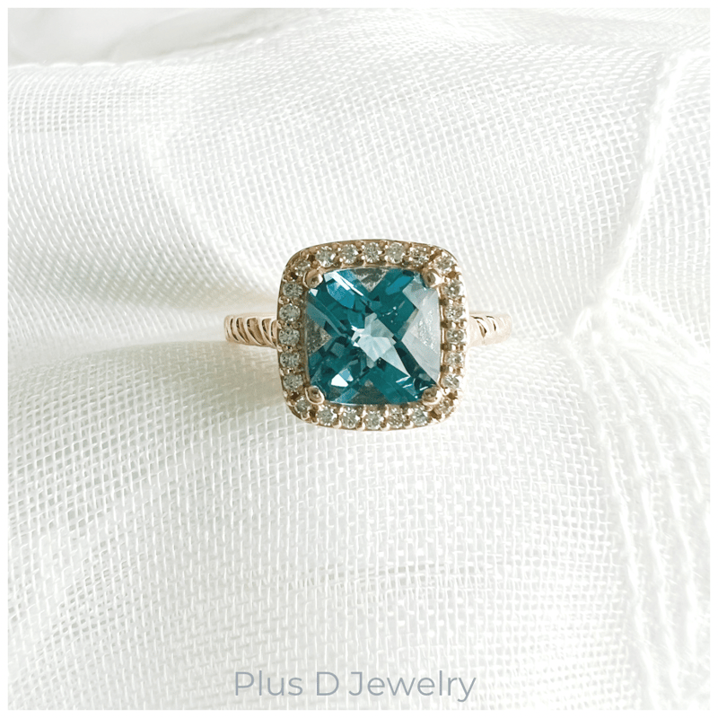 ED-034 K10YG ブルートパーズリング | Plus D Jewelry