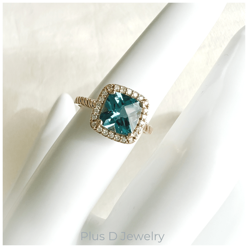 ED-034 K10YG ブルートパーズリング | Plus D Jewelry