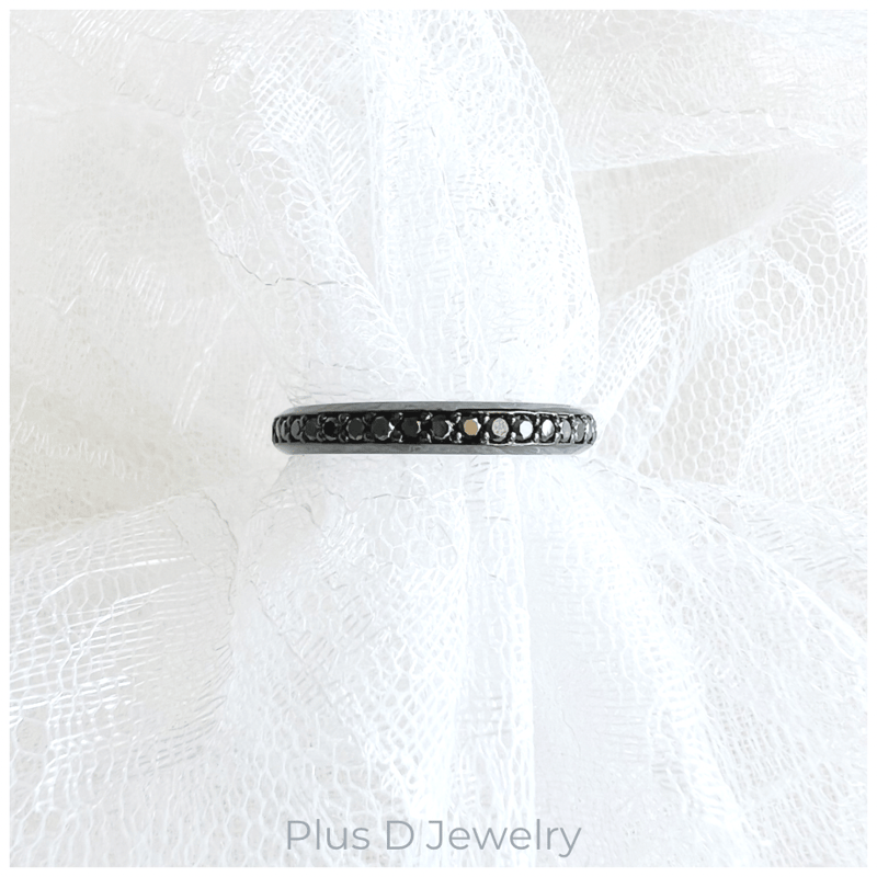 FD-043 SV925 ブラックダイヤモンド リング | Plus D Jewelry