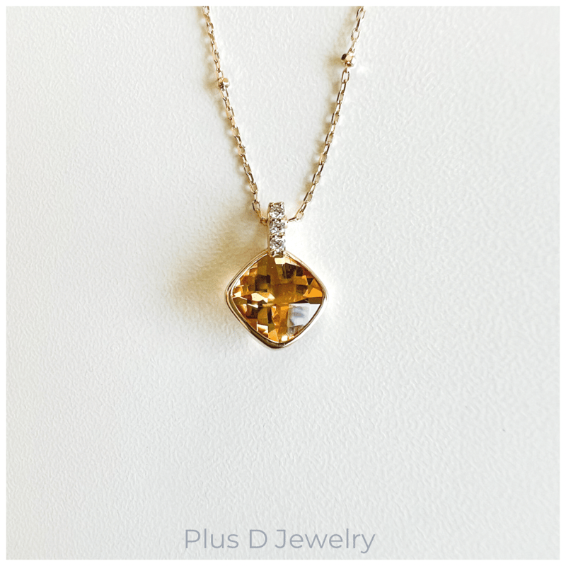 CD-054 K10YG シトリン ダイヤモンドペンダント | Plus D Jewelry