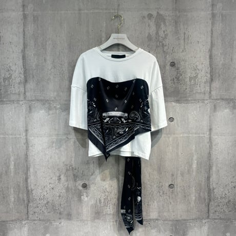 MXD151TEB	 プリント柄ドッキングTシャツ