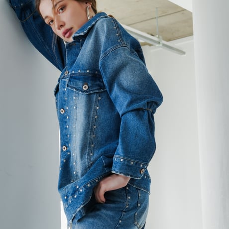 ミカーレミカーレ　cafe de INDiGo デニムシャツジャケット　ベージュ ミカーレミカーレ cafe de INDiGo デニムシャツジャケット ベージュ