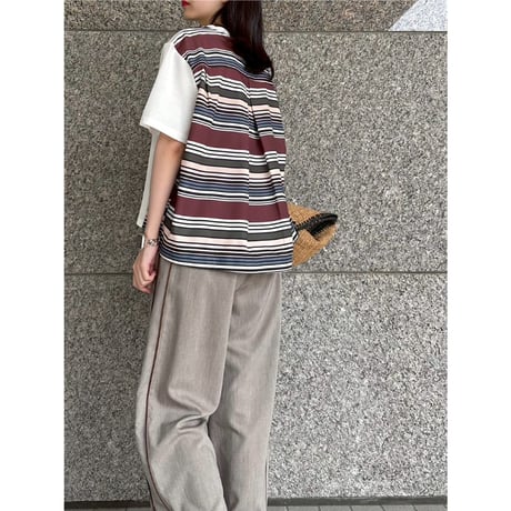 MMD138TEB	 マルチボーダードッキングTシャツ