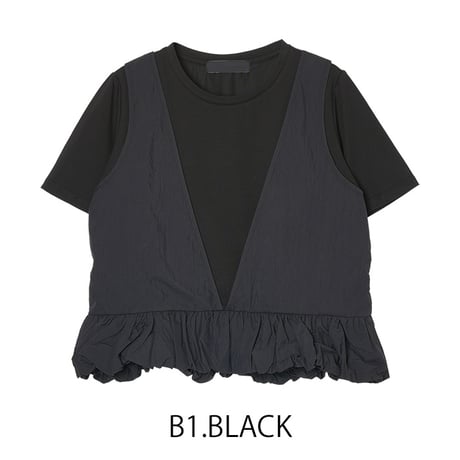 MMB133TEA	 裾バルーンベストレイヤードTシャツ