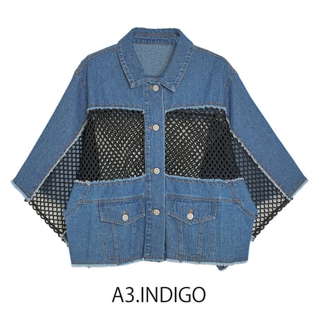 MMD100KEB	 メッシュ切替デニムジャケット