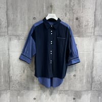 MXC142HEB	 バイカラーデザインブラウス