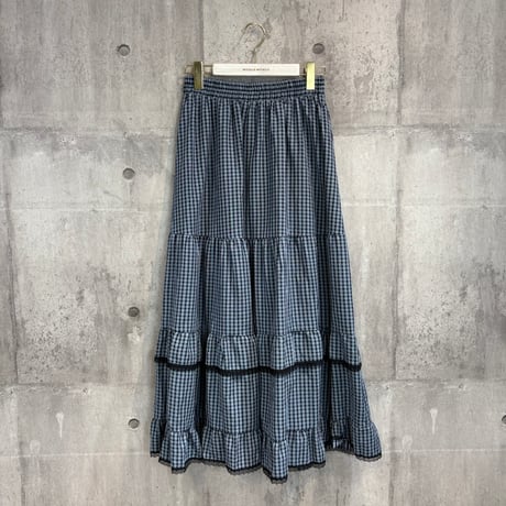 MXC159SEB	 チェックティアードロングスカート